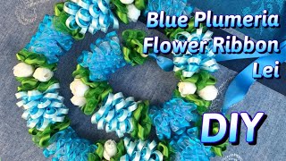 How To Make Blue Plumeria Pikake Flower Ribbon Lei [upl. by Ttiwed]