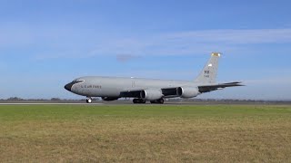 USAF Boeing KC135 Stratotanker screaming powerup amp loud takeoff [upl. by Camilo]