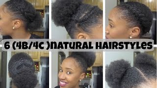 6 Natural Hairstyles On ShortMedium Hair 4b4c [upl. by Htebirol856]