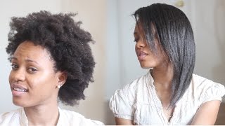 HOW TO Straighten 4C Natural Hair Tutorial No Blow Dryer Needed [upl. by Ahsimak]