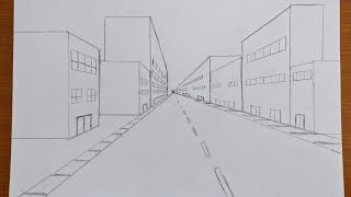 Drawing for Beginners One Point Perspective City Street View [upl. by Avihs]