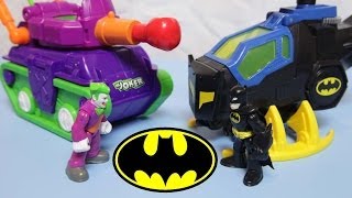 Batman Batcopter vs Joker Tank imaginext toys [upl. by Nwadal]