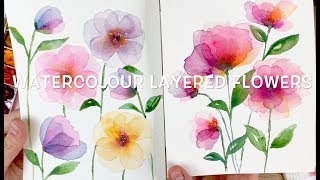 Layered Watercolour Flowers [upl. by Romilda]