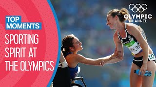 Top 10 Moments of Olympic Sporting Spirit  Top Moments [upl. by Eunice]