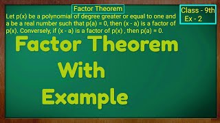 Factor Theorem with example [upl. by Hankins53]