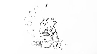 How to draw Winnie The Pooh with honey pot [upl. by Ahseel]