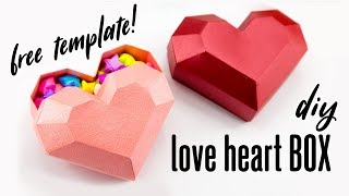 DIY Paper Heart Box Tutorial  Valentines Day  Paper Kawaii [upl. by Annailuj442]