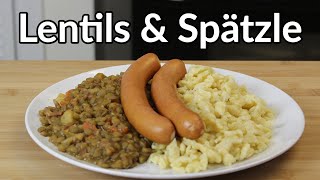 Lentils Linsen with Spaetzle a German Classic From Scratch [upl. by Maxie]