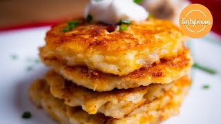 Delicious Homemade Potato Pancakes  Easy Recipe Using Mashed Potatoes [upl. by Victor]