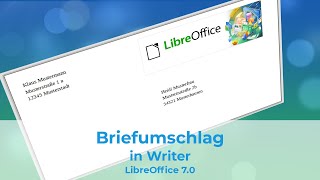 Briefumschlag in Writer  LibreOffice 70 GermanDeutsch [upl. by Derrek389]