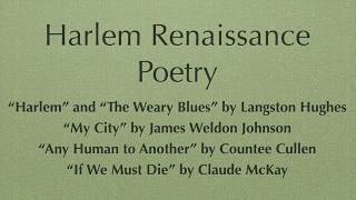 Harlem Renaissance Poetry [upl. by Avi]