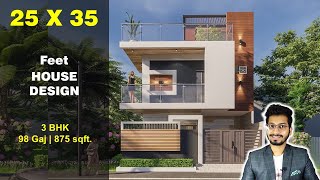 25x35 House Design  98 Gaj  875 sqft  2535 small house design  76X106 Meter  DV Studio [upl. by Soilissav]