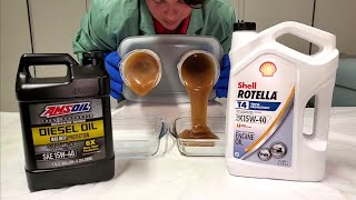 AMSOIL Max Duty VS Shell Rotella T4 15W40 COLD Flow Test [upl. by Glassman585]