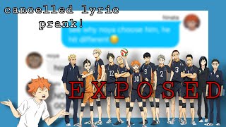 haikyuu texts  cancelled lyric prank [upl. by Novled]