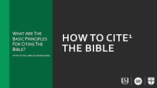 How to Cite the Bible [upl. by Koralle]