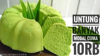 BOLU PANDAN KUKUS CUMA 2 TELUR SELEMBUT KAPAS  STEAMED CAKE PANDAN RECIPE [upl. by Lexy778]