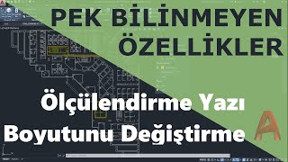 AutoCAD Pek Bilinmeyen Özellikler  Ölçülendirme Yazı Boyutunu Büyütme ya da Küçültme   04 [upl. by Annaoy425]