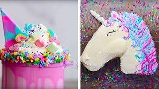 10 Amazing Unicorn Themed Dessert Recipes  DIY Homemade Unicorn Buttercream Cupcakes by So Yummy [upl. by Jezebel]