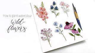 How To Paint Watercolour Wild Flowers [upl. by Vasiliu]