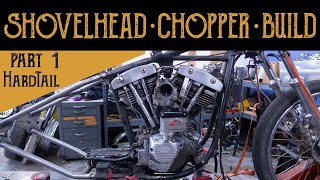 Hardtail Install  1979 80quot Shovelhead Chopper Build Part 1  Mazi Moto [upl. by Aicenad]