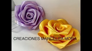 DIY Como Hacer una Rosa Flor Liston Satin How to Make Rose RibbonРозаクリップ簪Fita Cetin [upl. by Idid]