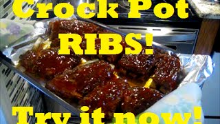 Crock Pot  BBQ Ribs Easy [upl. by Eessac538]