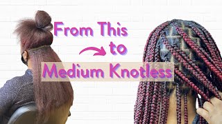 Medium Knotless Braids  Burgundy  Watch Me Work [upl. by Adnuhsar]