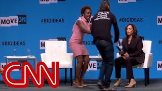 Protester grabs Kamala Harris microphone on stage [upl. by Streeto398]