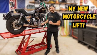 MY NEW MOTORCYCLE LIFT  Harbor Freight First Impression [upl. by Jacoby]