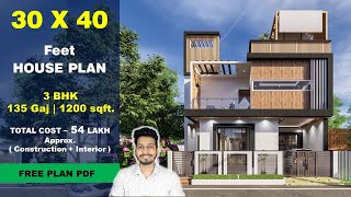 30x40 Duplex House plan 3D  135 Gaj  1200 sqft  30x40 Walkthrough  DV Studio [upl. by Llewellyn]