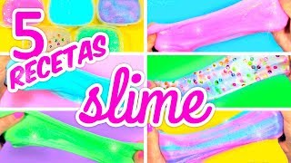 CÓMO HACER SLIME SIN BORAX FÁCIL 5 Recetas de Slime [upl. by Omrellig]