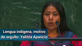 Yalitza Aparicio en la ONU Hablar una lengua indígena es motivo de orgullo [upl. by Ciredor]