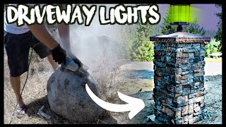 HOW TO BUILD STONE COLUMN DRIVEWAY LIGHTS START TO FINISH [upl. by Esiralc]