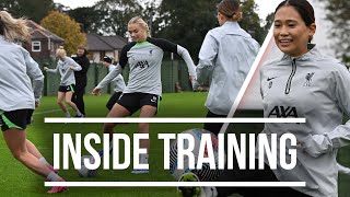 INSIDE TRAINING Liverpool prepare for Merseyside derby  Longrange screamer from Gemma Bonner [upl. by Udele631]