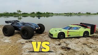 JLB Cheetah 120A vs Arrma Vendetta 4x4  Remote Control Car  RC Cars [upl. by Anirtruc]