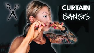 How to Cut Curtain Bangs  Easy DIY [upl. by Aicirtak]