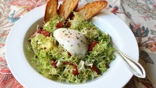 Salad Lyonnaise  Frisee Salad with Shallot Dijon Dressing Bacon and Poached Egg [upl. by Ecnerolf239]