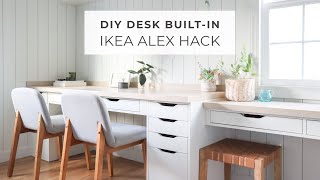 Ikea Alex Desk Hack  DIY Desk Builtin with Alex Drawers and Ekby Alex Shelves [upl. by Rramal]