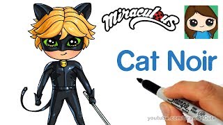 How to Draw Cat Noir Easy  Miraculous Ladybug [upl. by Tawney]