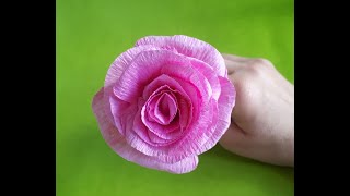 Cómo hacer Rosa de papel crepe fácil DIY Cómo hacer flores [upl. by Ardnaeel]