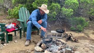 Making A Simple Campfire Breakfast in an Iron Skillet [upl. by Scutt]