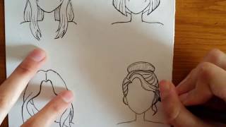 How to draw 4 hairstyles by the artists pen [upl. by Tavie]