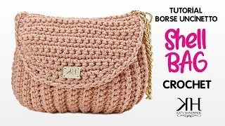 TUTORIAL BORSA UNCINETTO  quotShellquot CROCHET BAG ♡ Katy Handmade [upl. by Anoirb410]