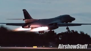 B1 Lancer Night Afterburner Takeoff and Spiral Climb  EAA AirVenture Oshkosh 2018 [upl. by Ocana]