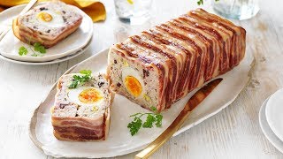 Chicken and pork terrine recipe with egg centre [upl. by Joseito]