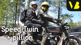 Riding twoup on the Triumph Speed Twin  plus saddlebags amp TEC suspension [upl. by Peggir]