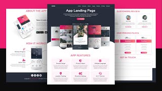 How To Make An  App Landing Page  Website Design Using HTML  CSS  JAVASCRIPT  Step By Step [upl. by Roee]