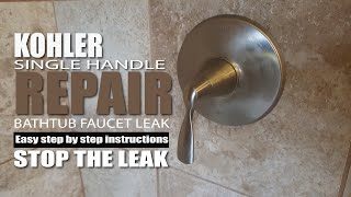 Fix A Leaking Single Handle Bathtub Faucet  Kohler Faucet Repair [upl. by Ydnyl]