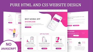 How To Make Responsive App Landing Page Website Design Using Pure HTML And CSS Only  Step By Step [upl. by Nylatsirk522]