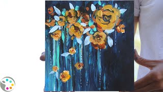 How to Paint Abstract Flowers  Abstract Acrylic Painting Tutorial [upl. by Scandura879]